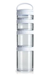 BlenderBottle GoStak Twist n' Lock Storage Jars, 4-Piece Starter Pak, White