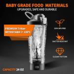 FANS-ONE Premium Electric Protein Shaker Bottle, 24 oz Lockable Blender Shaker Bottles, Made with Tritan, BPA Free, USB Rechargeable Mixer Blender Cup for Protein Shakes, Black