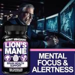 Saint Mingiano Lion's Mane Mushroom Supplement | 120 Capsules: Alpha Brain Enhancement of Cognitive Clarity, Focus with Our Specialty Blend 4 Mushroom Mycelium Formula