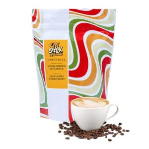 OH HEY BRANDS Whole Bean Coffee 12 oz – Medium Roast Specialty Blend – Freshly Roasted, Smooth Texture, Chocolatey & Dried Berry Flavors – Universal