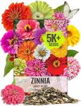 Seed Needs Crazy Zinnia Seeds 15+ Varieties Specialty Blend | 5,000+ Seeds Zinnia Elegans Open Pollinated | Includes California Giants, Candystripe & State Fair Species | Bulk