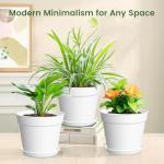 SwinDuck 10 Pack 6 Inch Plant Pots with Drainage and Saucers, White Plastic Flower Pots for Indoor and Outdoor Plants, Stackable Nursery Planters for Houseplants and Herbs, White