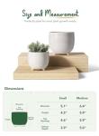 LE TAUCI Ceramic Plant Pots, 5.1 + 6.4 Inch Footed Pots for Plants, Modern Flower Pots for Home and Office, Indoor Planters with Drainage, Reactive Glaze White