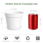 SwinDuck 10 Pack 6 Inch Plant Pots with Drainage and Saucers, White Plastic Flower Pots for Indoor and Outdoor Plants, Stackable Nursery Planters for Houseplants and Herbs, White