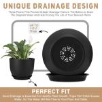 YNNICO Plant Pots 12/10/9 inch Set of 3, Flower Pots with Multi Mesh Drainage Holes, Large Planters for Indoor Outdoor Garden Plants and Flowers. (Black)