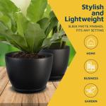 Lifemaster Plant Pots with Multi Drainage Holes - 5 Pieces Versatile, Sturdy Plastic, Stackable Design Home Decor Flower Pots for Indoor and Outdoor Gardening - Black