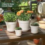 T4U Plant Pots 4/5/6/7 Inches Set of 6, Flower Pots for Indoor Plants, Plastic Pots for Plants with Mesh Drainage Hole and Saucer, Planter for Indoor Plants Cactus Succulent White