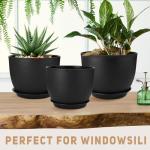 YNNICO Plant Pots 12/10/9 inch Set of 3, Flower Pots with Multi Mesh Drainage Holes, Large Planters for Indoor Outdoor Garden Plants and Flowers. (Black)
