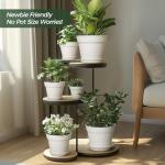 T4U Plant Pots 4/5/6/7 Inches Set of 6, Flower Pots for Indoor Plants, Plastic Pots for Plants with Mesh Drainage Hole and Saucer, Planter for Indoor Plants Cactus Succulent White