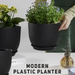 YNNICO Plant Pots 12/10/9 inch Set of 3, Flower Pots with Multi Mesh Drainage Holes, Large Planters for Indoor Outdoor Garden Plants and Flowers. (Black)