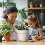 T4U Plant Pots 4/5/6/7 Inches Set of 6, Flower Pots for Indoor Plants, Plastic Pots for Plants with Mesh Drainage Hole and Saucer, Planter for Indoor Plants Cactus Succulent White