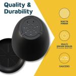 Lifemaster Plant Pots with Multi Drainage Holes - 5 Pieces Versatile, Sturdy Plastic, Stackable Design Home Decor Flower Pots for Indoor and Outdoor Gardening - Black
