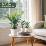 T4U Plant Pots 4/5/6/7 Inches Set of 6, Flower Pots for Indoor Plants, Plastic Pots for Plants with Mesh Drainage Hole and Saucer, Planter for Indoor Plants Cactus Succulent White