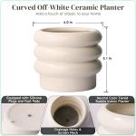 JOFAMY Tiered Bubble Ceramic Plant Pot, Creamy White 6 Inch Ceramic Planter with Drainage Holes, Flower Pot with Mesh Pad, Rubber Plugs, Plante Pots for Indoor Plants Outdoor, Modern Décor