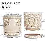 YFFSRJDJ 6 Inch Indoor Plant Pots with Drainage Holes and Saucers, Ceramic Planter for Plants, Flower Pot - Set of 2
