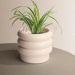 JOFAMY Tiered Bubble Ceramic Plant Pot, Creamy White 6 Inch Ceramic Planter with Drainage Holes, Flower Pot with Mesh Pad, Rubber Plugs, Plante Pots for Indoor Plants Outdoor, Modern Décor