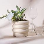 JOFAMY Tiered Bubble Ceramic Plant Pot, Creamy White 6 Inch Ceramic Planter with Drainage Holes, Flower Pot with Mesh Pad, Rubber Plugs, Plante Pots for Indoor Plants Outdoor, Modern Décor