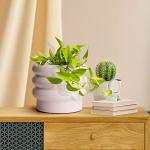 JOFAMY Tiered Bubble Ceramic Plant Pot, Creamy White 6 Inch Ceramic Planter with Drainage Holes, Flower Pot with Mesh Pad, Rubber Plugs, Plante Pots for Indoor Plants Outdoor, Modern Décor