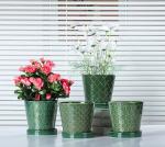 BUYMAX Plant Pots Indoor –5 inch Ceramic Flower Pot with Drainage Hole and Ceramic Tray - Gardening Home Desktop Office Windowsill Decoration Gift, Set of 4-Plants NOT Included (Patina)