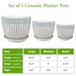 Ceramic Plant Pots Set of 3, 6.75/5.6/4.2 inch Planters with Drainage Holes and Saucer, Flower Pot Outdoor Indoor, Modern Decorative Planters for House Plants Garden Planters Succulent Pots