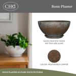 Classic Home and Garden Rosie Modern Planter w/Drainage - Contemporary Planter Bowls - Shallow Round Vases for Small Plants - Versatile Indoor & Outdoor Pots (10” Weathered Copper)