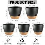 SE SUN-E Self Watering Plants Pot with Drainage Hole, Flower Plants Pots for Indoor & Outdoor, Black Plastic Self Watering Planters Succulent Pot 5pcs/Set