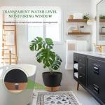 Fielda 8/10/12 Inch Self Watering Pots for Indoor/Outdoor Plants - Large Plastic Planter with Drainage Holes, Water Level Indicator & Deep Reservoir, Modern Decorative Flower Pots (Black)