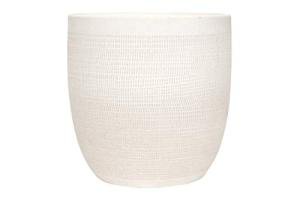 Creative Co-Op Large Matte White Embossed Stoneware Planter