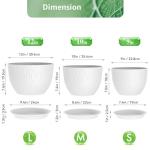 QRRICA Plant Pots 12/10/9 Inch Pots, Set of 3 Plastic Planters with Drainage Holes and Saucers,Plastic Flower Pots,Nursery Planting Pot for Indoor Out Door Plants（White）