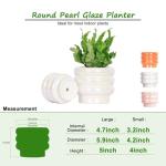 YFFSRJDJ 5.7 Inch +4.1 inch 2 pcs Ceramic Plant Pots for Indoor Plants, Rainbow Pearl Glaze Planter with Planters for Plants with Drainage Hole, Orchid Pots, Succulent Pot, Flower Pot (White)
