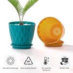 FaithLand 6-Pack 6-Inch Plastic Plant Pots with Saucers | Thickened PP Material, Modern Wave Texture, Enhanced Drainage for Indoor/Outdoor Garden Plants | Multicolor Value Set