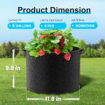 Land Guard 4-Pack Fabric Grow Bags 5 Gallon, Thickened Nonwoven Garden Pots, Growing Bags with Handles, Black
