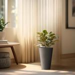 Kante Tall Round Planter Set of 2, 13 Inch Tall Decorative Planter Pots for Outdoor Indoor Garden Patio Front Porch (Black)