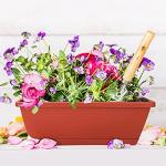 CHUKEMAOYI Window Box Planter, 7 Pack Plastic Vegetable Flower Planters Boxes 17 Inches Rectangular Flower Pots with Saucers for Indoor Outdoor Garden, Patio, Home Decor (Red)