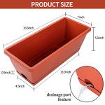 CHUKEMAOYI Window Box Planter, 7 Pack Plastic Vegetable Flower Planters Boxes 17 Inches Rectangular Flower Pots with Saucers for Indoor Outdoor Garden, Patio, Home Decor (Red)