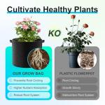 Land Guard 4-Pack Fabric Grow Bags 5 Gallon, Thickened Nonwoven Garden Pots, Growing Bags with Handles, Black