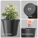 Kante Tall Round Planter Set of 2, 13 Inch Tall Decorative Planter Pots for Outdoor Indoor Garden Patio Front Porch (Black)