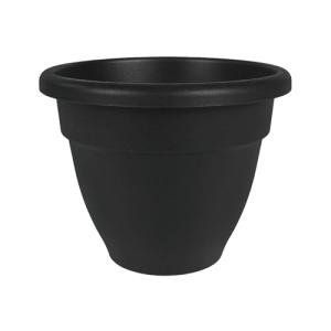 The HC Companies Caribbean Planter Pot - Outdoor & Indoor Plant Pot with Drainage Hole & Plug - Rolled Rim Plastic Pots for Plants & Flowers - Decorative Plant Pot (14" Black, Pack of 1)