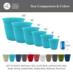 The HC Companies Eclipse Round Planter With Saucer - Outdoor & Indoor Plant Pot with Drainage Holes - Lightweight, UV-Resistant Plastic Pots For Plants, Flowers & Herbs (12" Teal, Pack of 1)