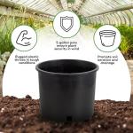 Pro Cal HGPK5PHD Round Circle 5 Gallon Wide Rim Durable Injection Molded Plastic Garden Plant Nursery Pot for Indoor or Outdoor (Set of 5)