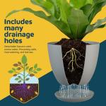 Planter Pots with Drainage Holes - Lightweight, Durable & Space-Saving Pots for Indoor and Outdoor - Versatile Functionality, Simple Modern Design, Set of 5 Plastic Planter Pots - Gray