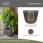 Classic Home and Garden Shaina Planting Pots - Lightweight Indoor & Outdoor Plant Pots - UV-Resistant Resin Flower Pots - Pot Planters for Flowers & Herbs (15” Weathered Copper)