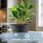 RooTrimmer Plant Pots Set of 5, 10" Outside Diameter Flower Pots, 8.5" Inner Diameter Planters with Drainage Hole, Durable Garden Pots Perfect for Indoor & Outdoor Plant Planting, Decor, Gray