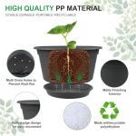 NNARRE 6 Pack 10 inch Plant Pot, Round Plastic Plant Pots, Outdoor Pots for Plants with Drainage Hole & Tray Saucer, Decoration Flower Pots for Indoor Plants Home Garden Outdoor Planters (Grey)