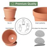 6 inch Terracotta & Clay Pots for Plants with Saucer, Medium Terra Cotta Plant Pots with Drainage Hole, Flowerpot with Tray, Terracotta Pot for Indoor Outdoor Plant - Pack of 4 Planters
