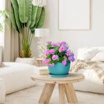 Meowell Large Plant Pots 12/10/9 inch, 3 Pack Big Flower Pots for Outdoor Indoor Plants with Water Ripples, Wide Plastic Planters with Drainage Holes and Saucers for Garden Home Decor, Blue Green