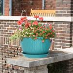 Meowell Large Plant Pots 12/10/9 inch, 3 Pack Big Flower Pots for Outdoor Indoor Plants with Water Ripples, Wide Plastic Planters with Drainage Holes and Saucers for Garden Home Decor, Blue Green