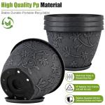 Nooulap 4 Pack 10 Inch Plant Pot for Outdoor Indoor, Plastic Flower Pots with Drainage Hole & Saucer, Lightweight Small Resin Flower Pot, Imitation Magnolia Pots for Garden House Planters（Gray）