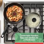 T-fal Specialty Nonstick Handy Pot with Glass Lid 3 Quart Oven Safe 350F Cookware, Pots and Pans, Dishwasher Safe Black