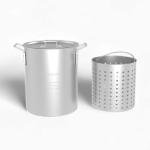 GasOne 30Qt Aluminum Stock Pot with Strainer and Lid – Large Deep Fryer Pot with Basket for Boiling, Frying Turkey, Seafood, Crawfish – Food-Grade Aluminum Large Cooking Pot with Sturdy Handles
